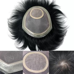 Clearance Sale! 6″x7″ Mono Base Silk Whirl 100% Human Hair Toupee for Men 8″