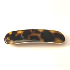 Delsol Hair Clip Animal Print Faux Tortoiseshell Long Barrette Made in France