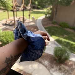 XXL Jumbo Scrunchies 100% Cotton for Thick Hair Blue Denim Style | Handmade