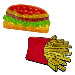 2pcs Food-shaped Hair Clips – Hamburger and 1 Count (Pack of 2), Multicolor