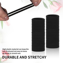 Black Hair Ties, 100 Pack Nylon Elastic Bands for Women, Seamless Damage-Free