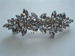 Sparkling Wedding White Cubic Zirconia Floral 3.5″ Hair Barrette New w Tag