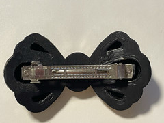 Vintage Gold Tone Black Hair Barrette/Clip with Central Faux Pearl 4″ (127)