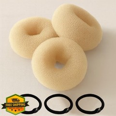 GERILKAI Blonde Hair Bun Maker Set Medium 3 Elastic Bands Donut