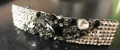 New Multi Rhinestone 3” Hair Barrette Band With Black and Gray Crystal