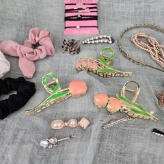 Hair Accessory Lot Wear Repair Craft Mix Of Metal Plastic Fabric