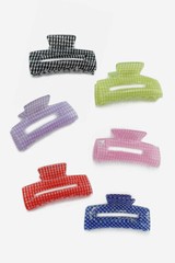 ScarvesMe Exclusive Women Gingham Rectangle Strong Hold Hair Jaw Clip