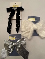 3 Universal Thread Barrettes Hair Bow Clip Silver Blue Cream Lot Of 3 New