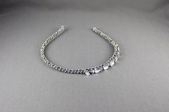 Silver sparkly clear oval gem faceted crystal headband thin skinny hair band