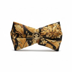 NWT Versace Barocco Silk Bow Hair Clip Gold Medusa Logo Black Authentic