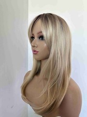6.3″x6.3″ Brown Ombre Blonde Heat Resistant Synthetic Hair Topper Clip in 18″