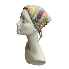 Multicolor Crochet Triangle Bandanna Headscarf Handcrafted Handmade Cotton Knit