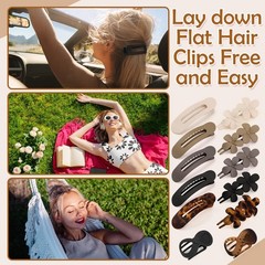 12 Pcs Flat Hair Clips for Women, Lay Claw French Tortoiseshell