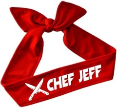 Personalized Chef Headband with Your Custom Text and Knives Graphic Tie Back
