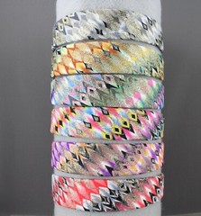 Red Black Gold headband textured fabric covered hair band 1.25″ wide peacock