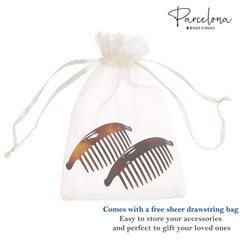 Parcelona French Tortoise Large 13 Teeth Banana Wide Edge Side Hair Combs(2 Pcs)
