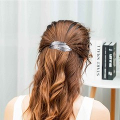 Hair Clip, Silver Leaf Feather Barrette Clips Headpieces, Metal Leaf Hairclip…