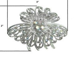 Set of 4 JCGY Hair Claws Metal Jaw Clips Silver Trim Bridal NF86480-1-2