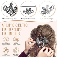 Syhood 6 Pcs Vintage Celtic Hair Accessories 1 Count (Pack of 6), Silver
