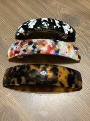 Set of 3 Barrettes with French Clasp 3.5 ” – Rectangular Shape – NEW