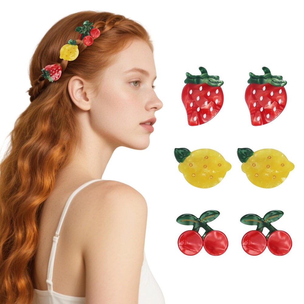 chezlena 6 PCS Fruit Hair Claw Clips for 6 Count (Pack of 1), Multicolor