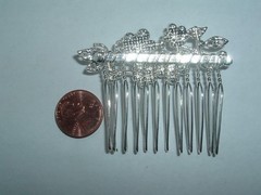 VINTAGE RHINESTONE FAUX PEARL FLOWER METAL SLIDE COMB UP DO HAIR ACCESSORY