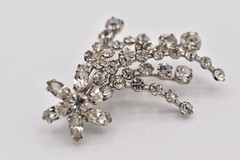 Vintage Made in Austria Rhinestone Hair Pin Crystal Floral Cascade Bridal BinBP