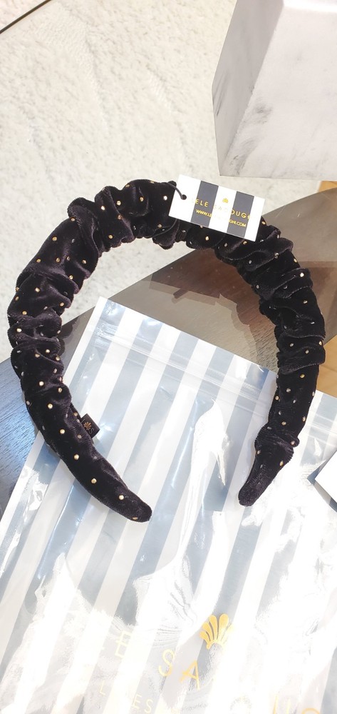 LELE SADOUGHI Jet Dot Velvet Kelly Headband New with Tags