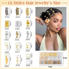 159 Pcs Hair Jewelry for Braids,16 Styles Dreadlock Accessories, Adjustable M…