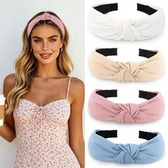 4PCS Knotted Headbands for Women Girls – Non Slip Wide Top Knot Hair Accessor…