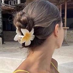 IRCOMULTI Large Flower Hair Claw Hairclip 1 Count (Pack of 1), Yellow White