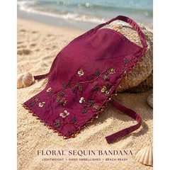 Vintage Topshop 100% Silk Embroidered Bandana Scarf Boho Y2K Luxury NWT
