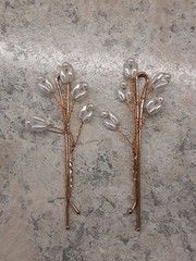 2 Faux Pearl Flower Goldtone Bobby Pins Hair Accessory 2.75″