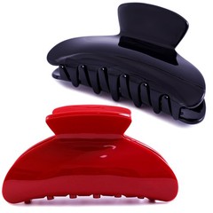 Big Claw Hair Clips Women Hair Jaw Clips Large Acetate 2 Pack Black/Red Clamp