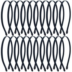 20 Pack 7MM Satin Cloth Wrapped Fabric Covered Black Thin Metal Headbands Sli…