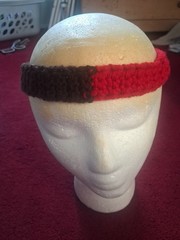 A Handmade Tie Crochet Headband Brown And Red Brandnew 28 Inches