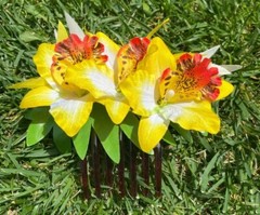 Hawaii Design Plumeria Layered Multicolored Tropical Foam Hair Clip Beach Luau