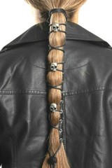 Hair Glove® Leather Skull Lace Up Ponytail Holder Hair 12″