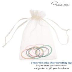 Parcelona Thin Stripes Ponytail Holder Stretchy Elastic Hair Ties for Women
