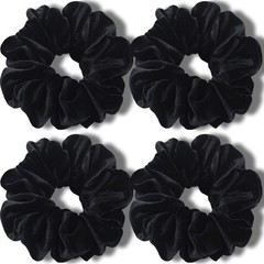 IVARYSS Extra Large Scrunchies for Women’s Thick 1 Count (Pack of 4), V-Black