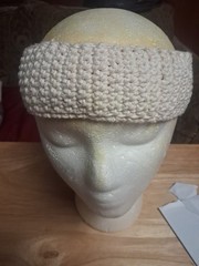 Crochet Style New 100% White Cotton Handmade Handcrafted Headband 21 Inches