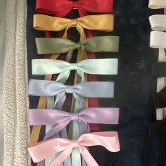 Multicolor Ribbon Bow Hair Accessories Set, Assorted Colors, Solid Glitter