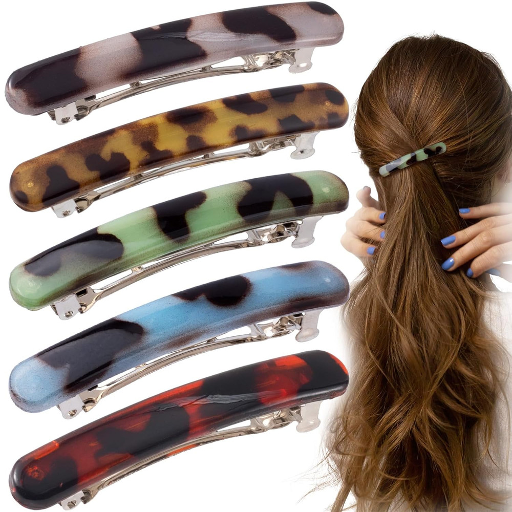 10PCS French Barrette Hair Clips for Women 2.48 Inch Small Tortoise Shell Ha…
