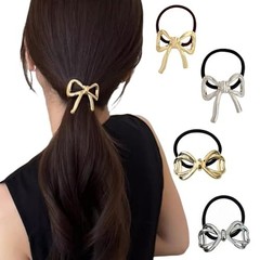4pcs hair bow metal hair tie hair cuffs for ponytails gold hair cuffs