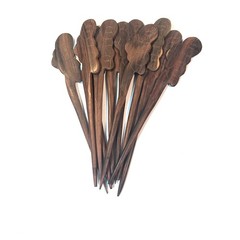 Lot of 10 Hair Sticks Handcrafted Indonesian Butterfly Design Wood Hair Sticks