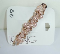 Claire’s Icing Hair Clip Beaded Rhinestones Faux Pearl Dusty Rose USA Seller