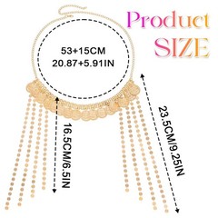 Aukmla Coin Head Chain Gold Headpiece Sequin Tassel 1 Count (Pack of 1),