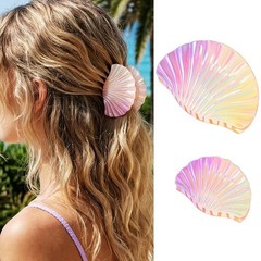 Fashey Seashell Hair Clips Mermaid Claw 1 Count (Pack of 2), Purple
