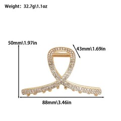 2 Pcs Medium Rhinestone Claw Clips For Women, 5 Count (Pack of 1), Style 1