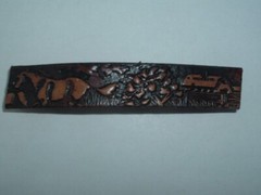 VINTAGE HORSE FARM TOOLED BROWN LEATHER HAIR BARRETTE UP DO HAIR ACCESSORY